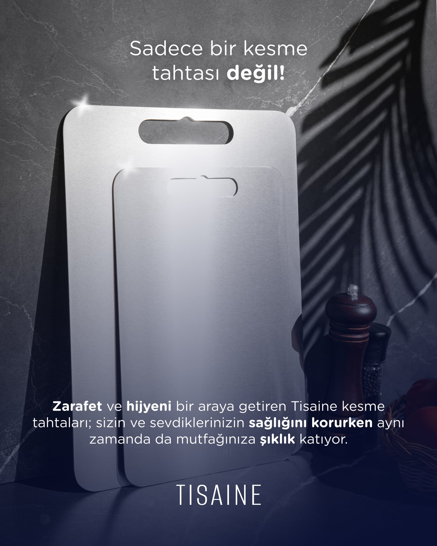 TISAINE Paslanmaz Çelik Kesme Tahtası