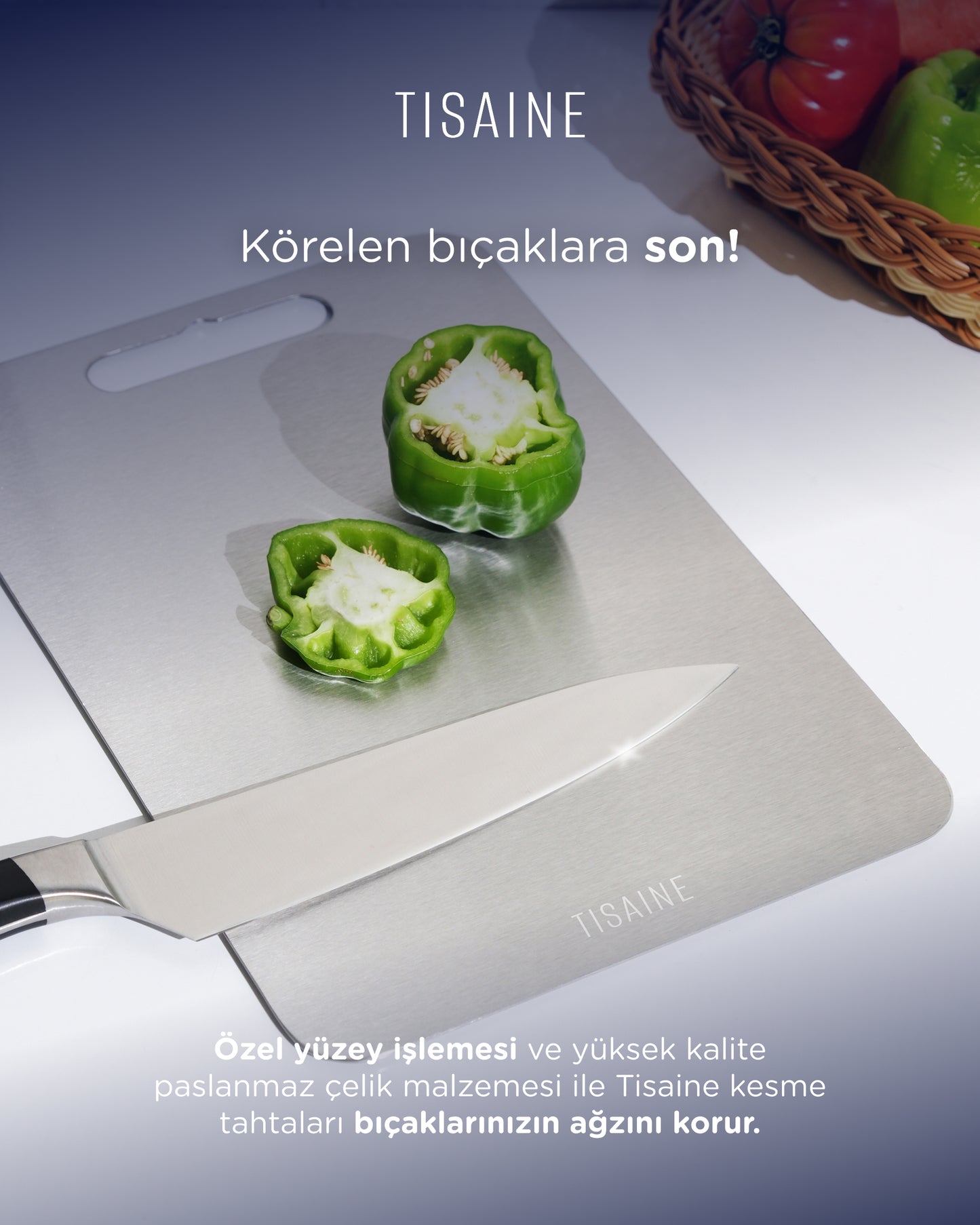 TISAINE Paslanmaz Çelik Kesme Tahtası