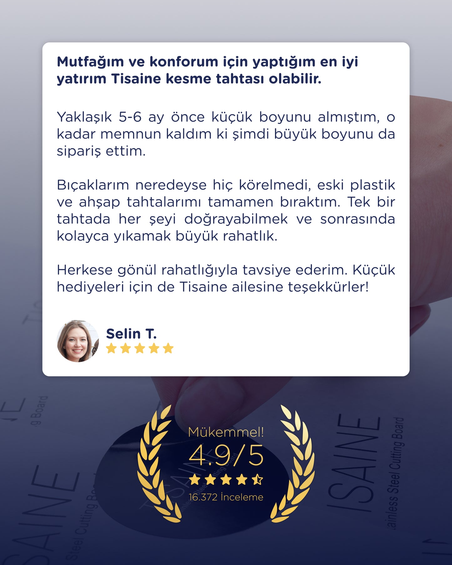 TISAINE Paslanmaz Çelik Kesme Tahtası