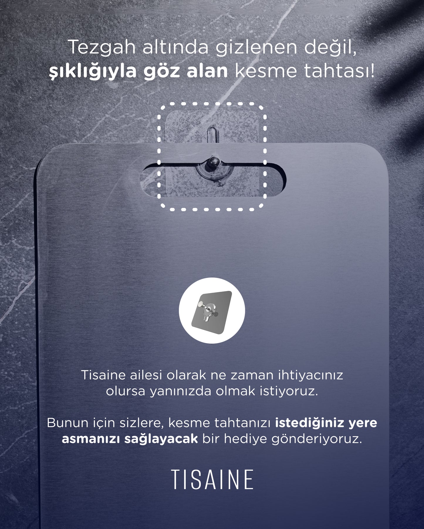 TISAINE Paslanmaz Çelik Kesme Tahtası