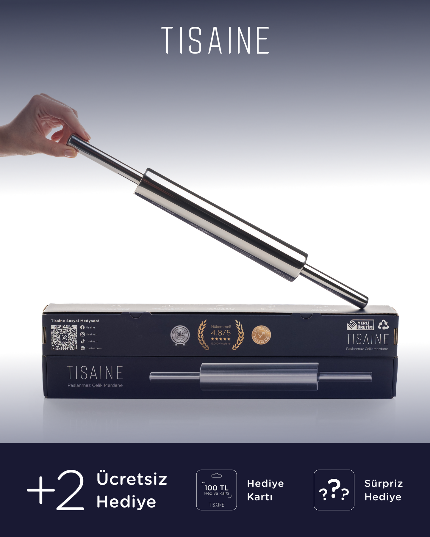 TISAINE Paslanmaz Çelik Merdane