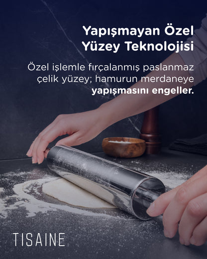 TISAINE Paslanmaz çelik tezgahlık ve merdane seti