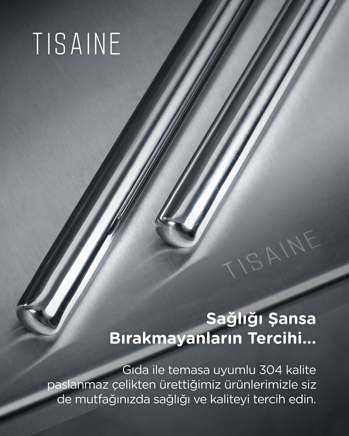 TISAINE Paslanmaz çelik tezgahlık ve oklava seti