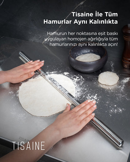 TISAINE Paslanmaz çelik tezgahlık ve oklava seti