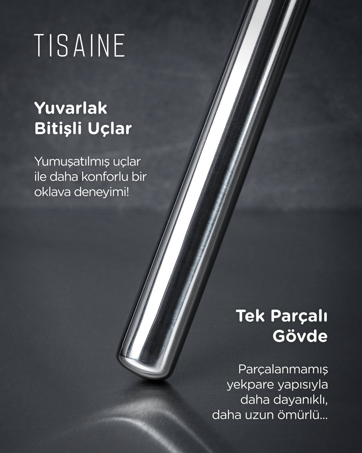 TISAINE Paslanmaz çelik oklava