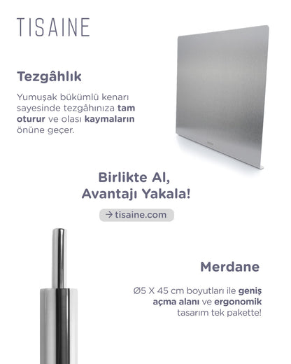 TISAINE Paslanmaz çelik tezgahlık ve merdane seti